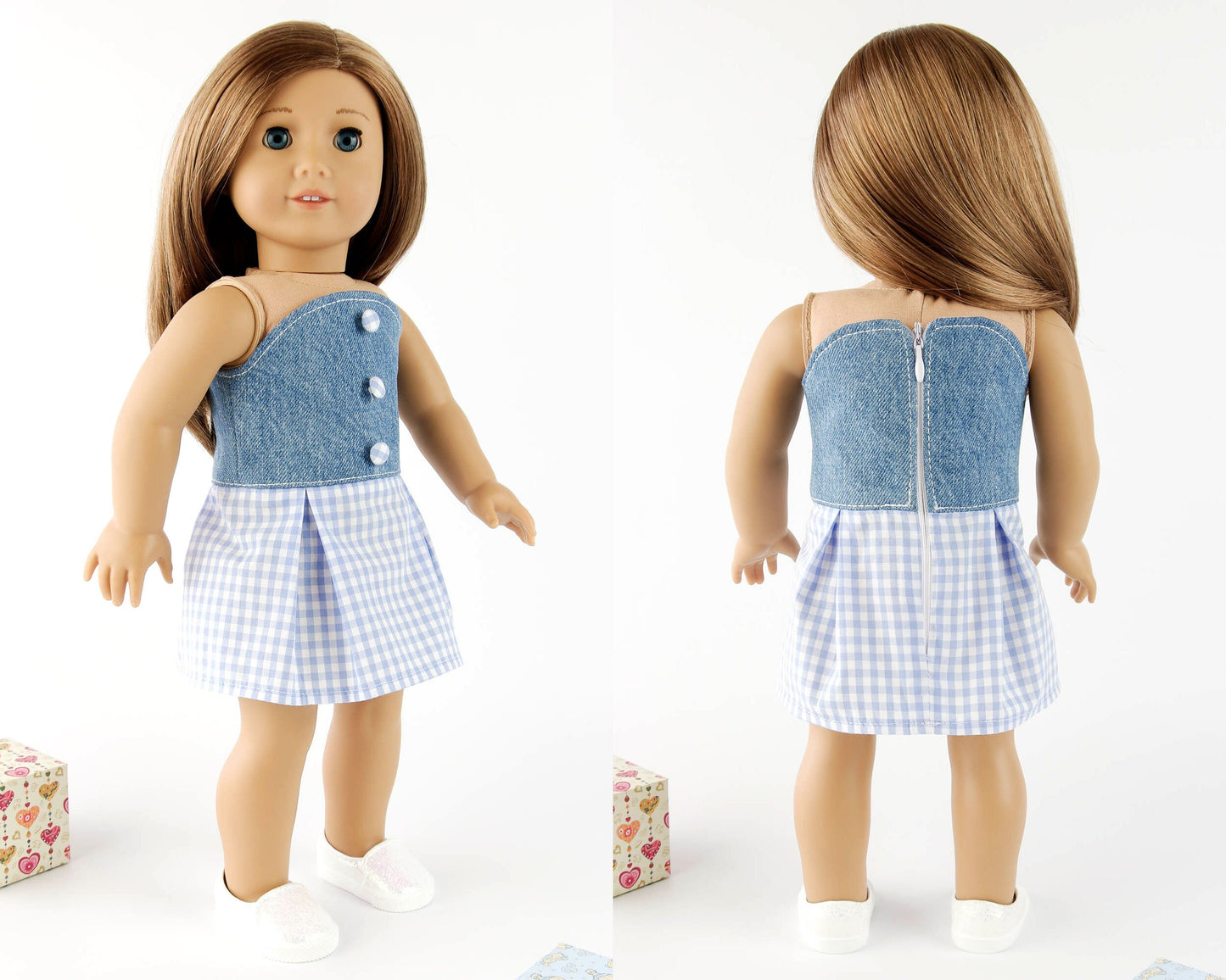 Blue Denim Doll Corset Skirt for American Girl Doll 18 Inch Doll Clothes