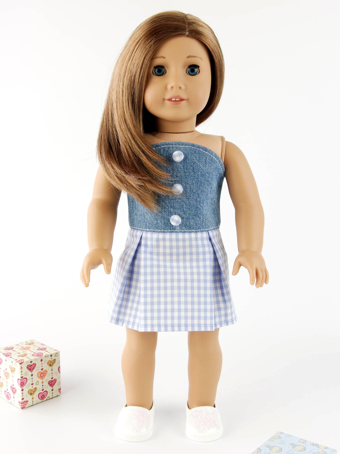 Blue Denim Doll Corset Skirt for American Girl Doll 18 Inch Doll Clothes