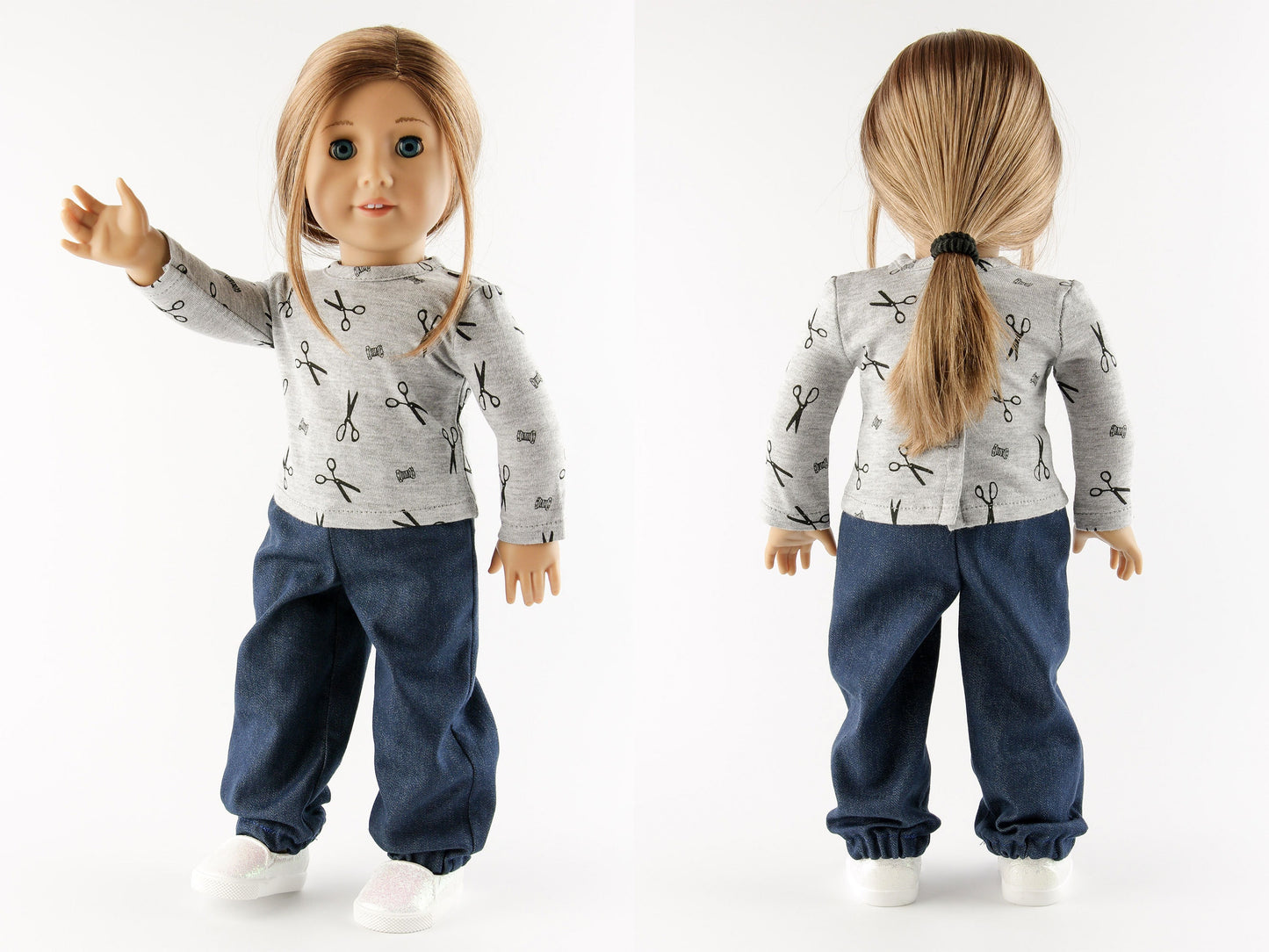 American Girl Doll Clothes Set Sweatshirt For Doll Baggy Denim Pants 18 Inch Doll Clothes