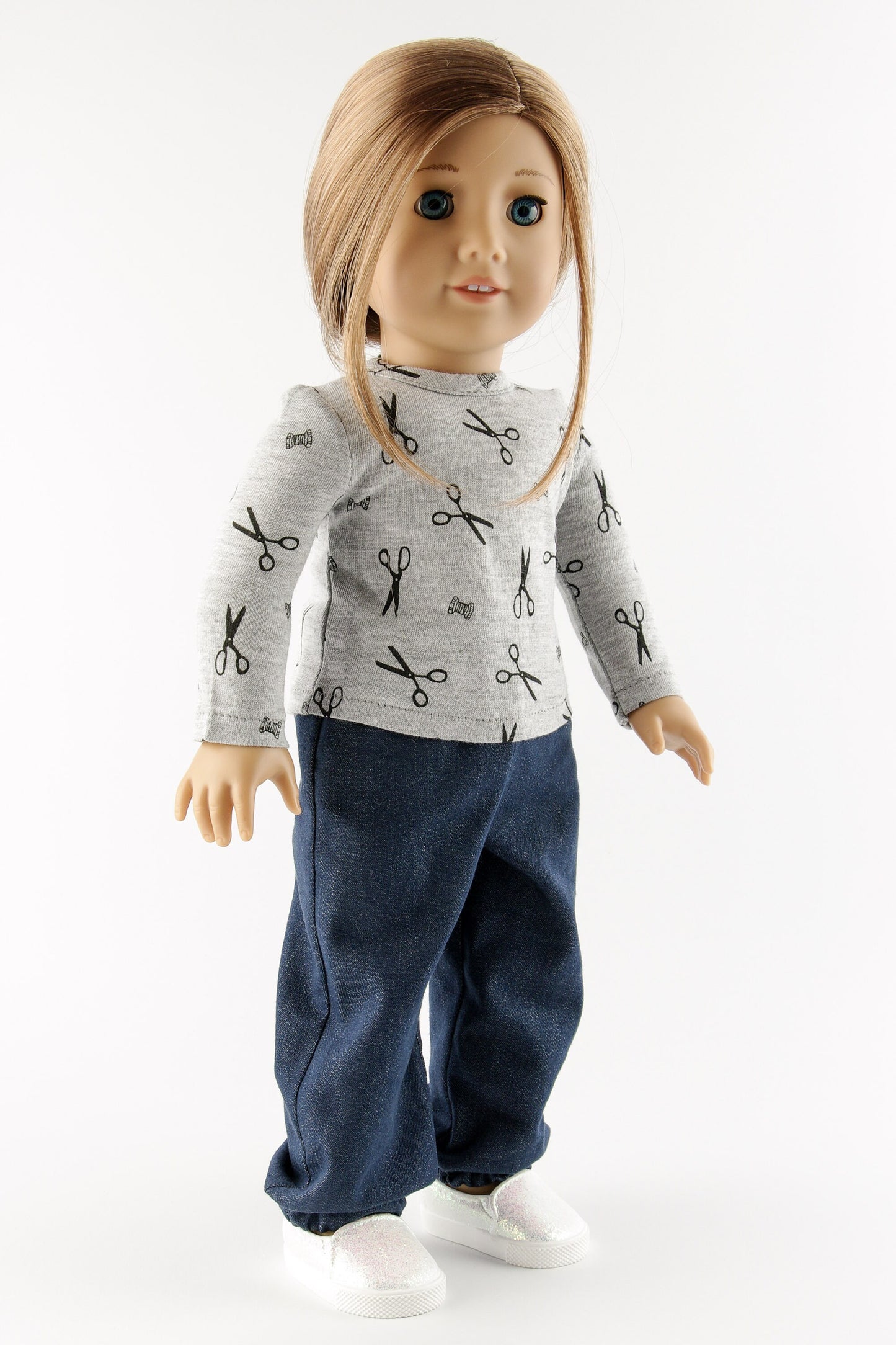 American Girl Doll Clothes Set Sweatshirt For Doll Baggy Denim Pants 18 Inch Doll Clothes