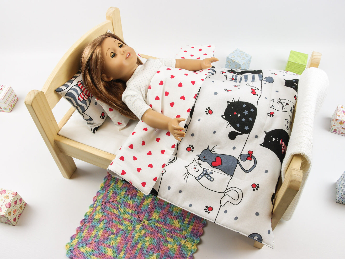 Black Cats Bedding Fits American Girl Doll 18-inch Doll Bedding