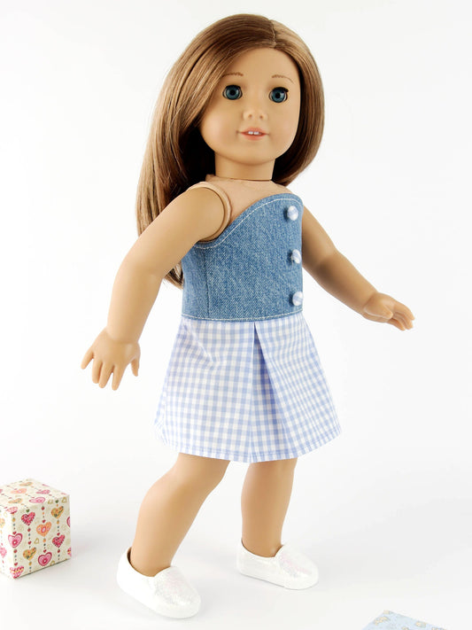 Blue Denim Doll Corset Skirt for American Girl Doll 18 Inch Doll Clothes