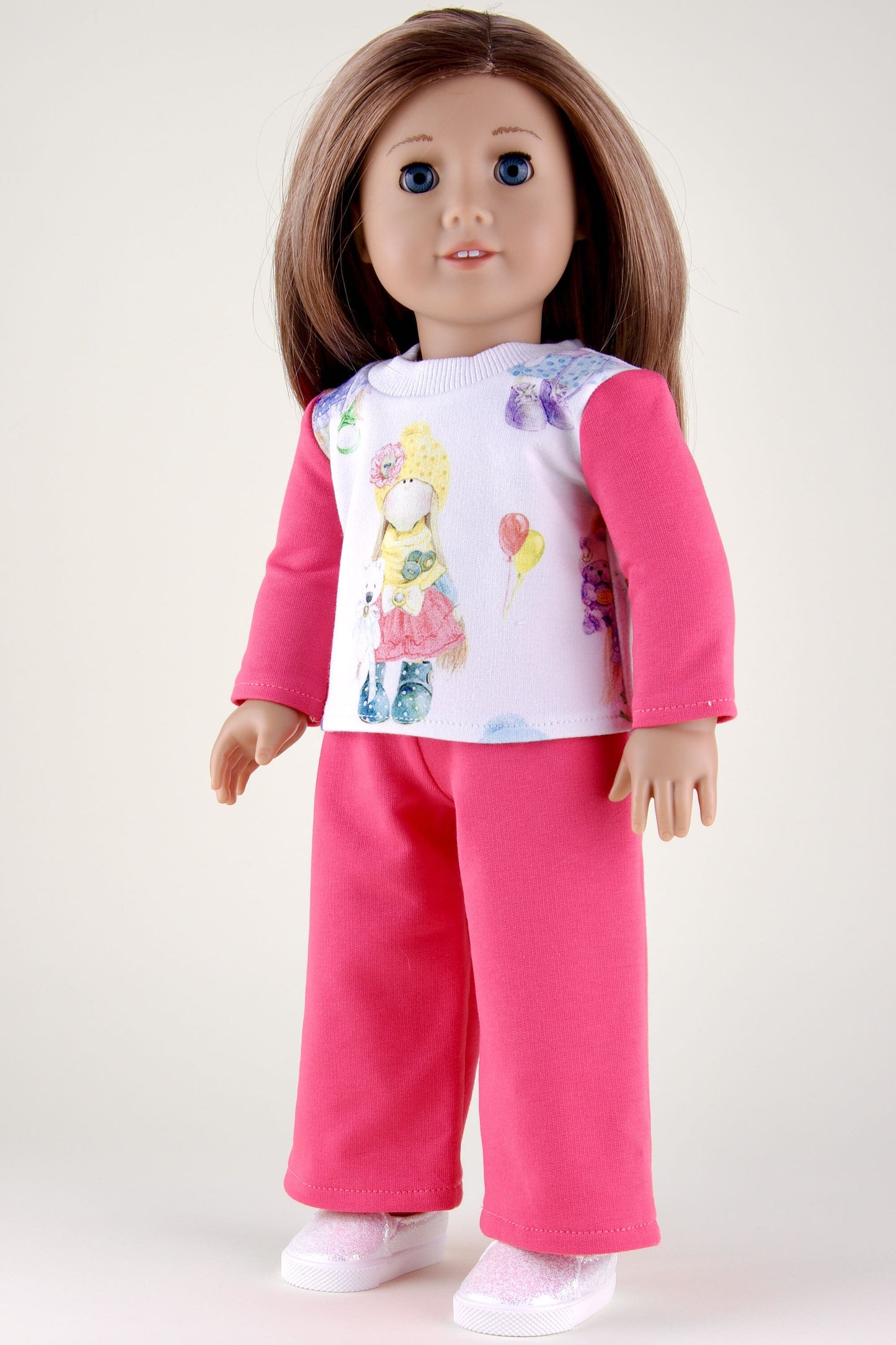 American Girl Doll Pajama Pink Sweatpants and Sweatshirt for Dolls 18 Inch Doll Clothes