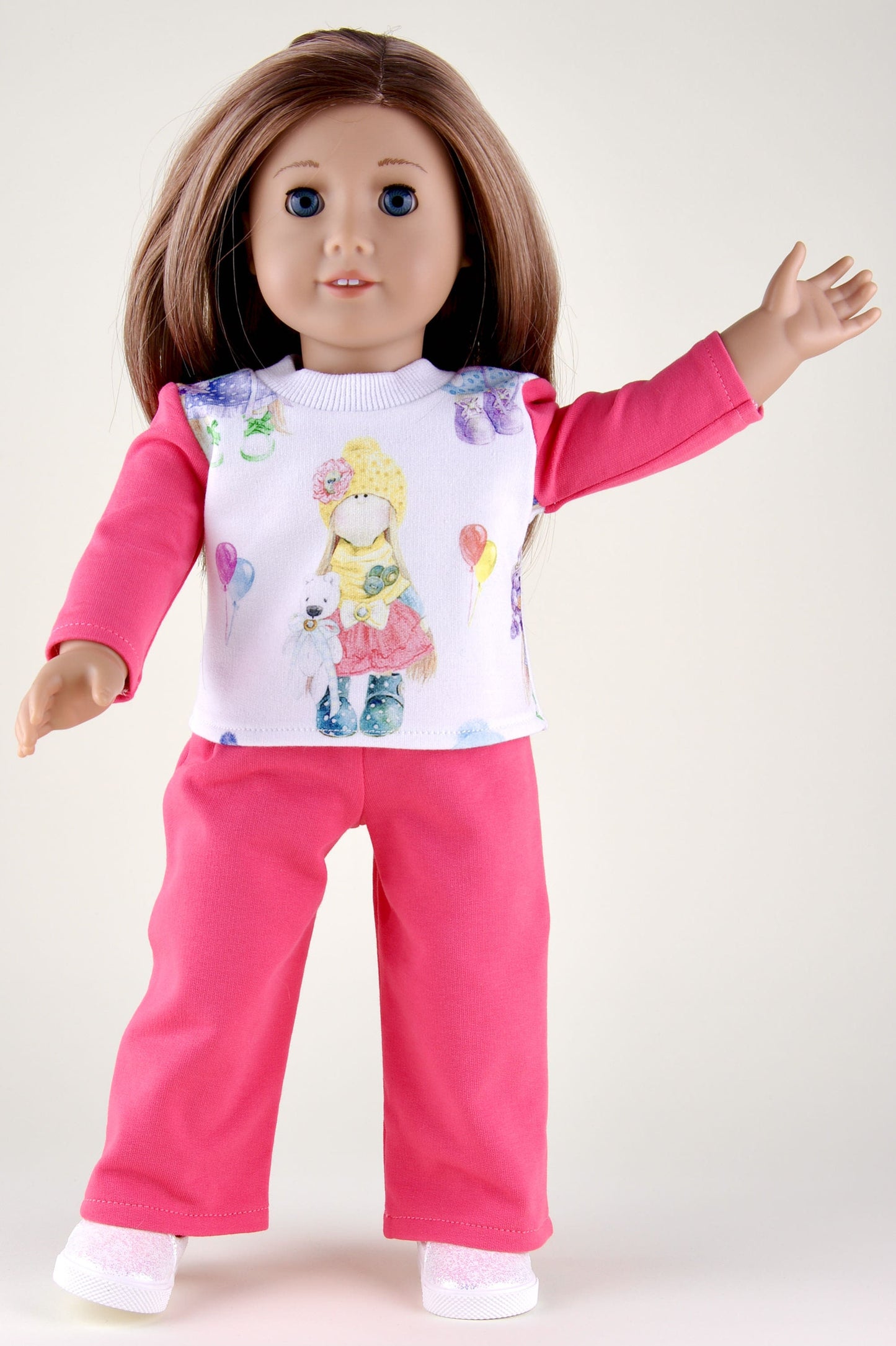 American Girl Doll Pajama Pink Sweatpants and Sweatshirt for Dolls 18 Inch Doll Clothes