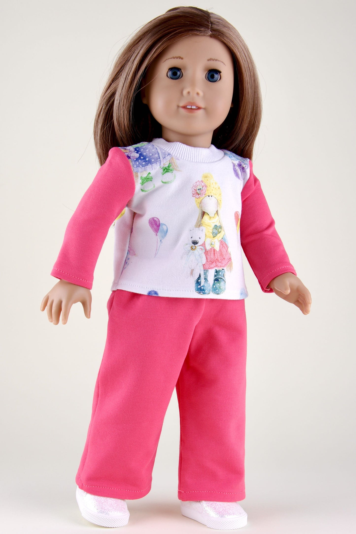 American Girl Doll Pajama Pink Sweatpants and Sweatshirt for Dolls 18 Inch Doll Clothes