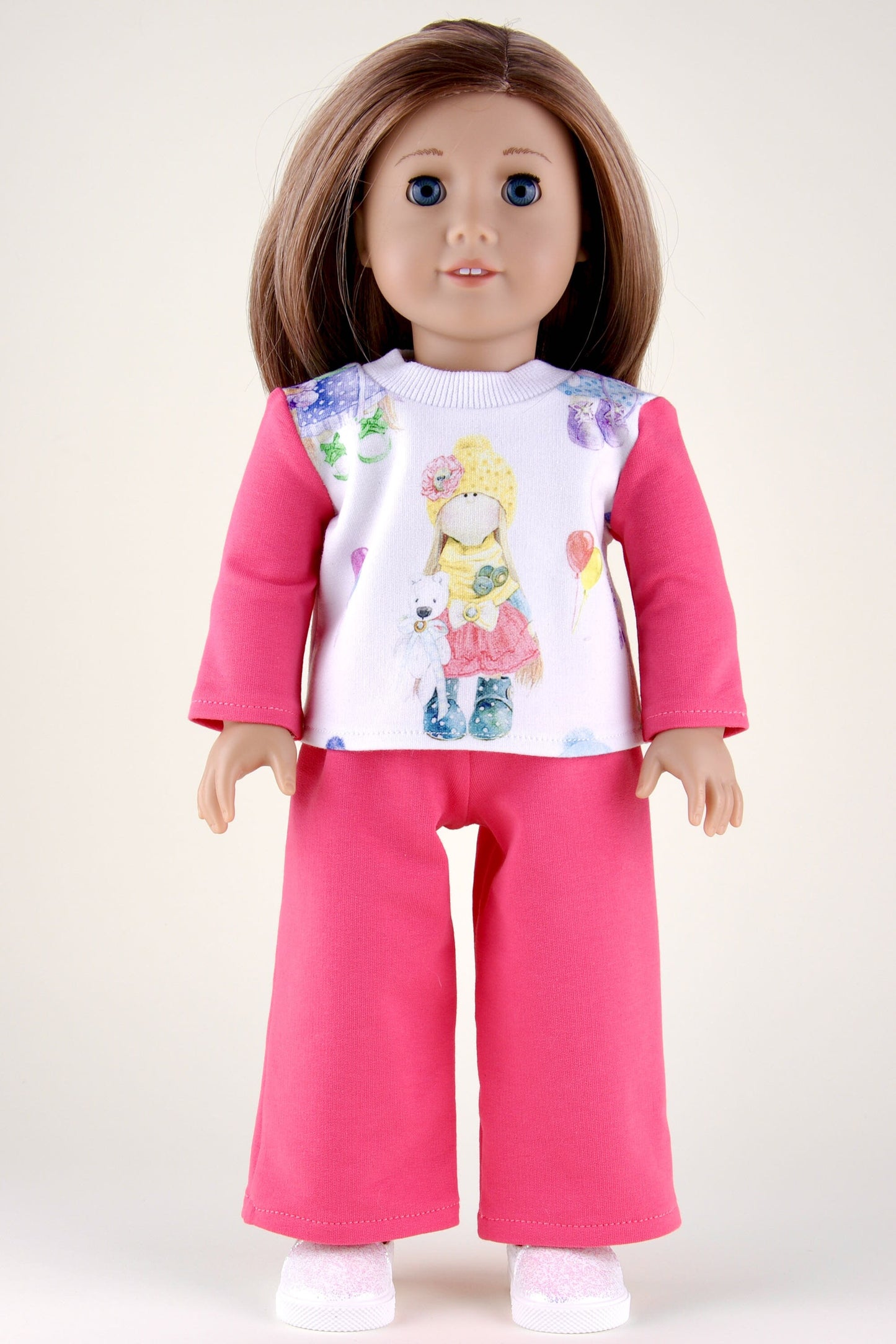 American Girl Doll Pajama Pink Sweatpants and Sweatshirt for Dolls 18 Inch Doll Clothes