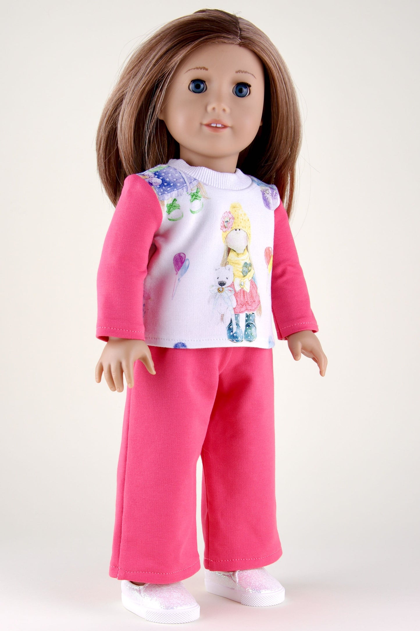 American Girl Doll Pajama Pink Sweatpants and Sweatshirt for Dolls 18 Inch Doll Clothes