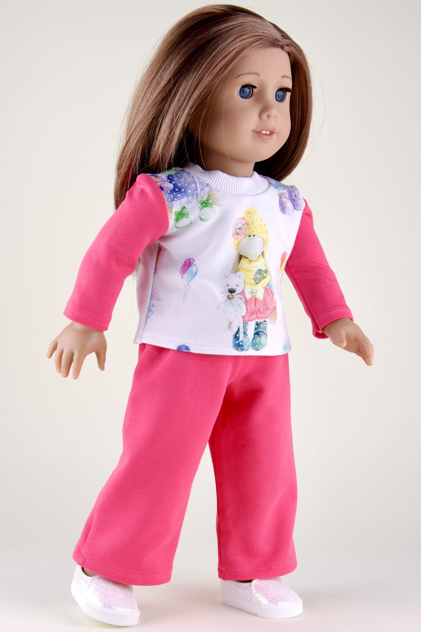 American Girl Doll Pajama Pink Sweatpants and Sweatshirt for Dolls 18 Inch Doll Clothes