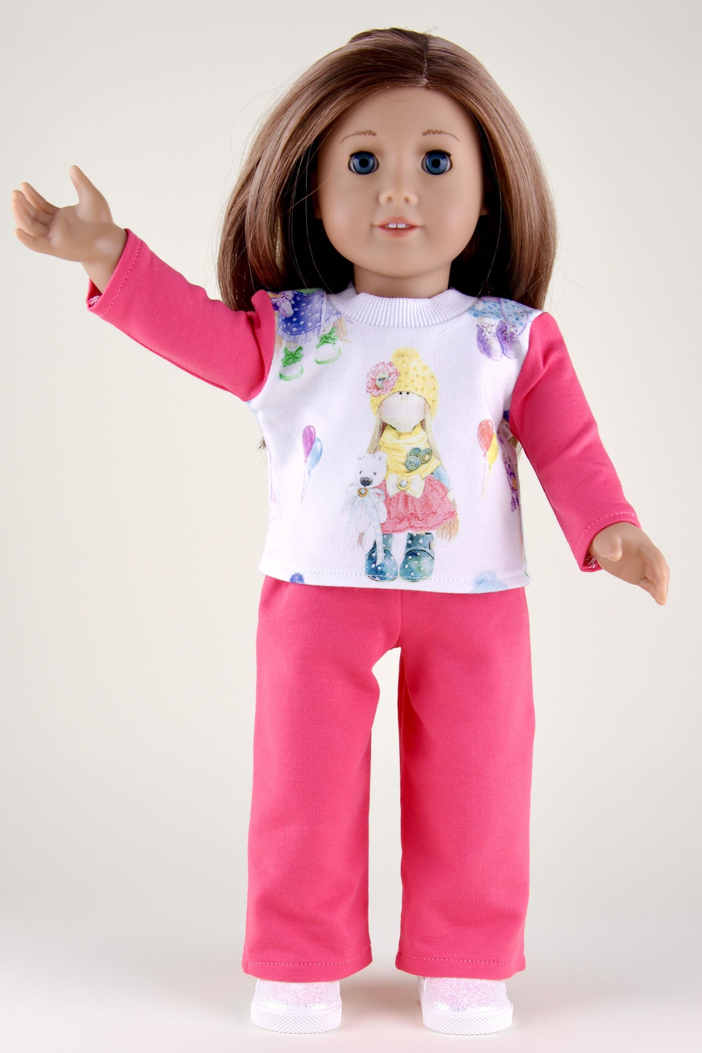 American Girl Doll Pajama Pink Sweatpants and Sweatshirt for Dolls 18 Inch Doll Clothes