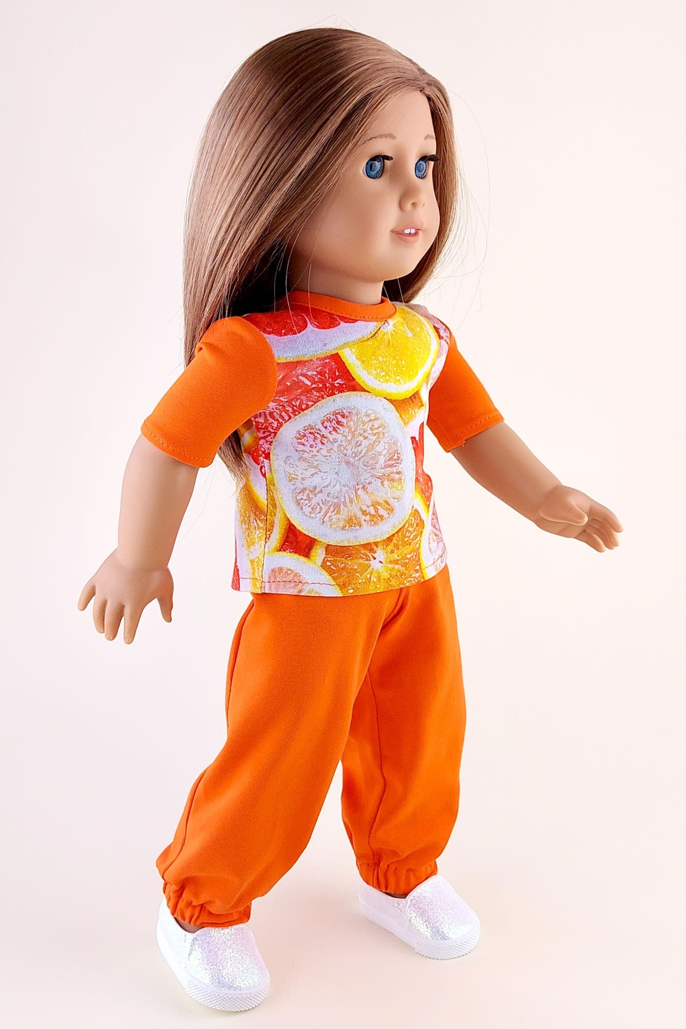 American Girl Doll Pajama Orange Sweatpants and T-shirt for Dolls 18 Inch  Doll Clothes