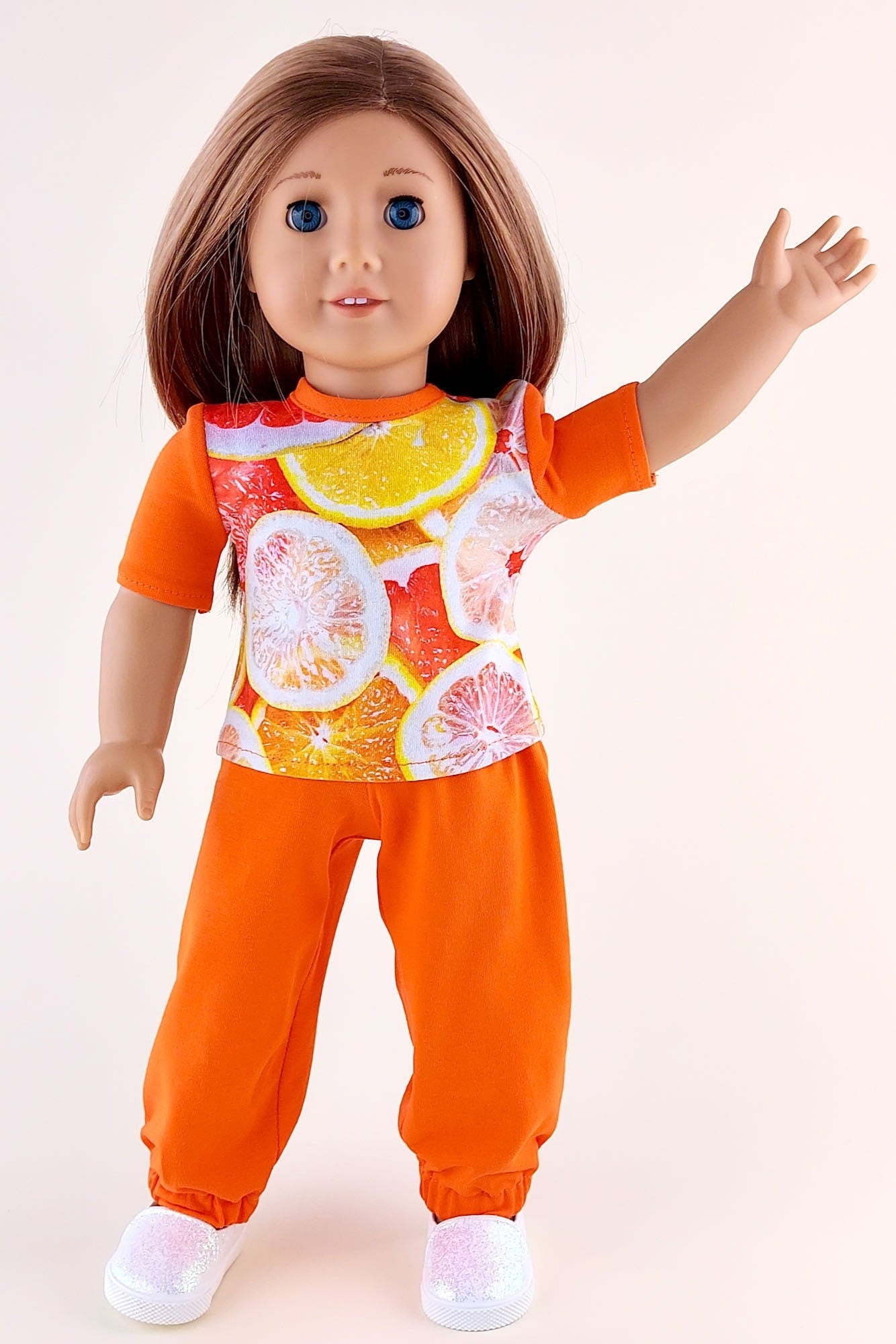 American Girl Doll Pajama Orange Sweatpants and T-shirt for Dolls