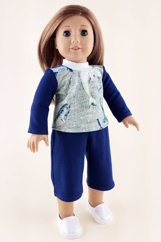 American Girl Doll Pajama - Blue Sweatpants and Sweatshirt