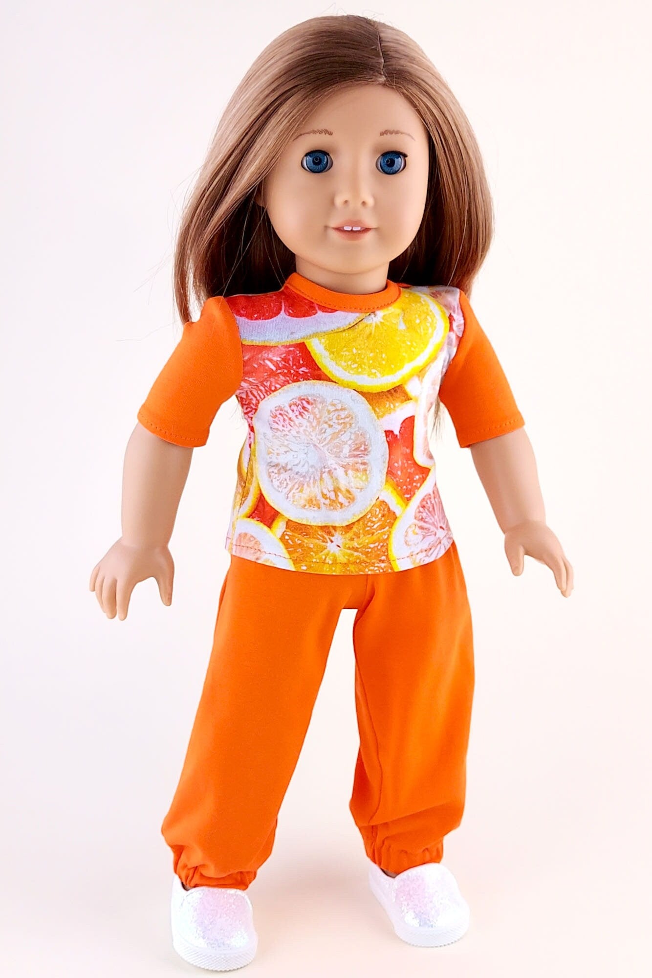 American Girl Doll Pajama Orange Sweatpants and T-shirt for Dolls 18 Inch Doll Clothes