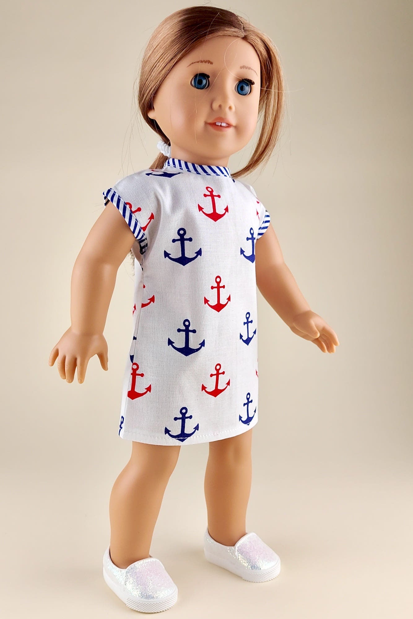 Doll Bedding and Clothes Playset of 8 pcs for American Girl Doll Nautical Theme