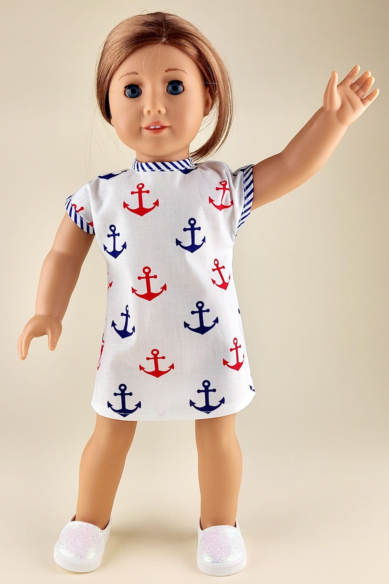 Doll Bedding and Clothes Playset of 8 pcs for American Girl Doll Nautical Theme