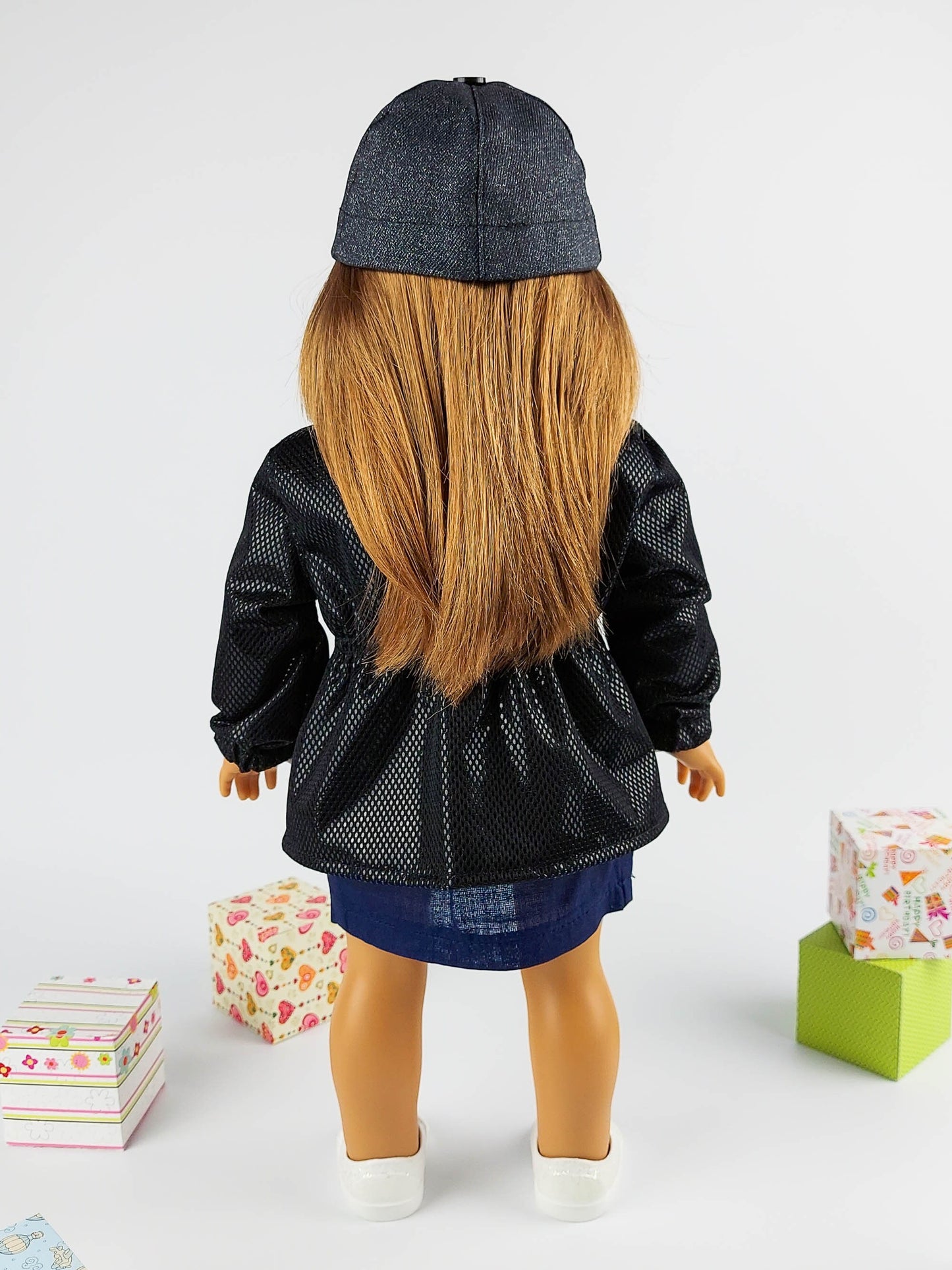 American Girl Doll Winter Clothes Set Parka Jacket Denim Panama Hat 18 Inch Doll Clothes Christmas Gift